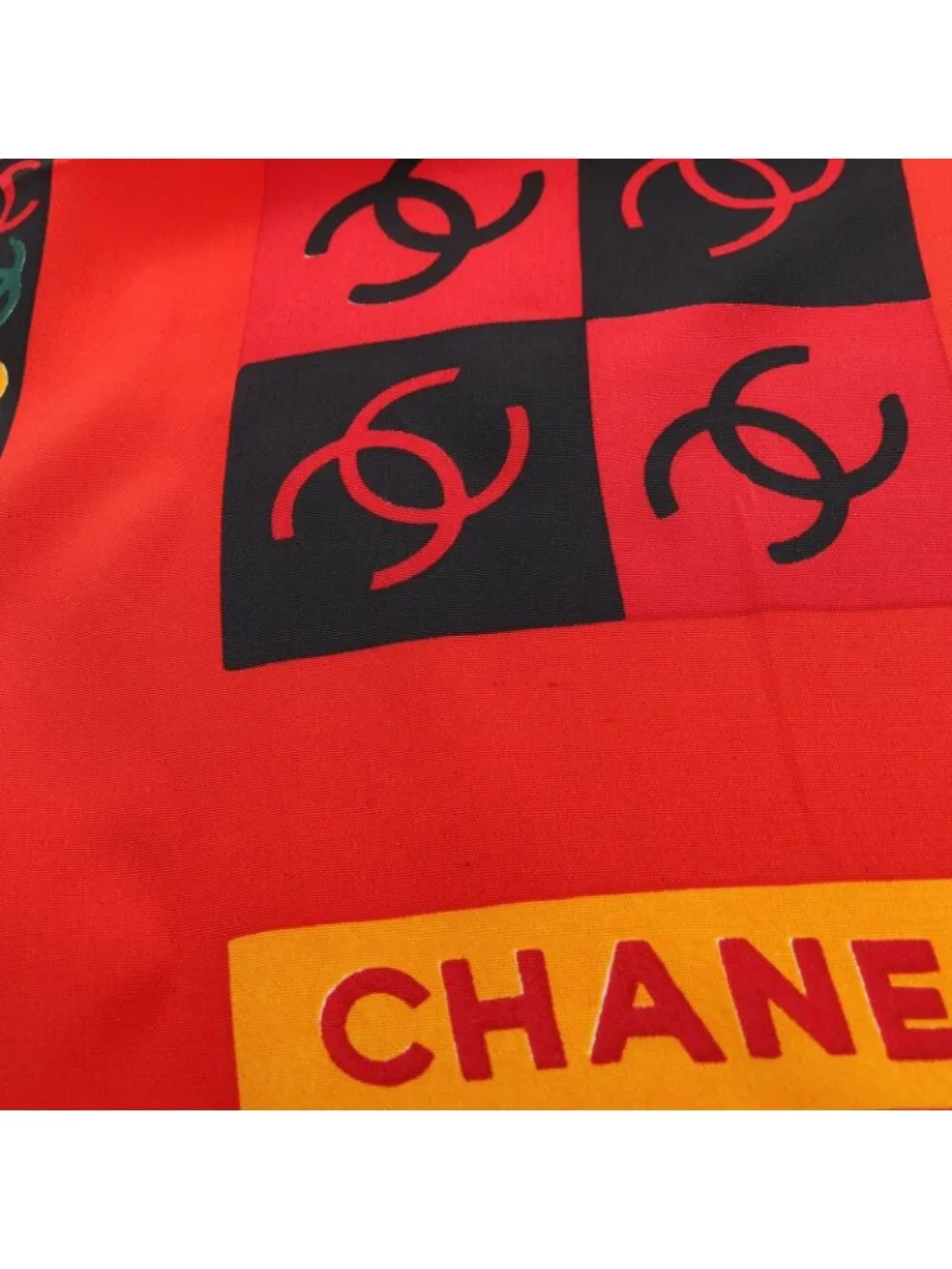 Chanel Scarf CC Logo Red Silk
